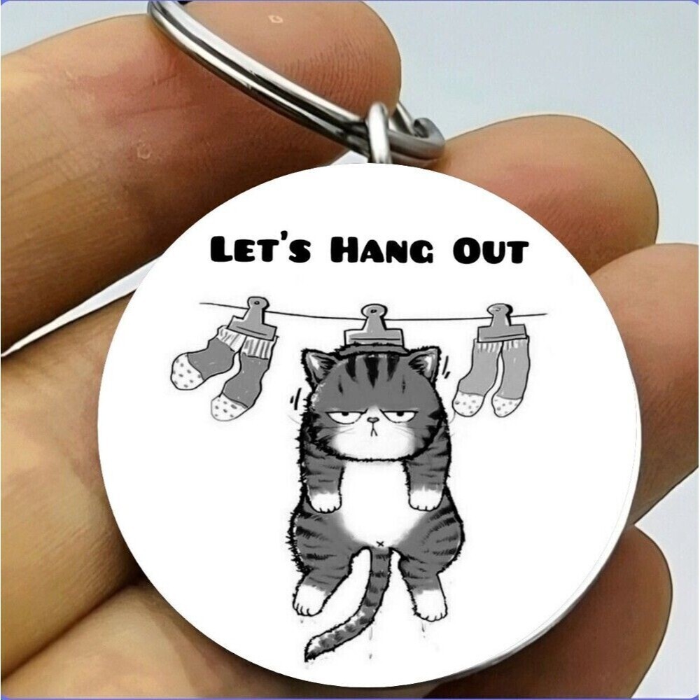Cat Pet Animal Kitty Pet Amimal Stainless Keychain Hang Dry Funny Cute